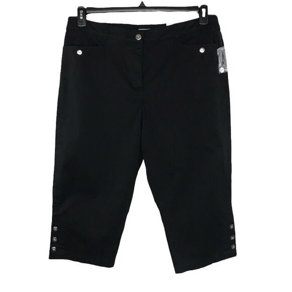 Karen Scott SZ 6 Capris Comfort Waist Zip-Fly Pockets Stretch Mid-Rise Black New - Picture 1 of 10